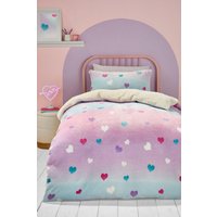 Bedlam 'Cosy Ombre Heart' Plush & Sherpa Reverse Duvet Cover Set | Size: Single