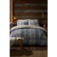 Fusion 'Mulford Check' Plush Duvet Cover Set in Grey | Size: Super King
