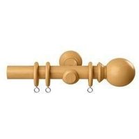 New Edge Blinds 28mm Woodland Curtain Pole Set - Natural Oak in Light Beige | Size: 60 cm