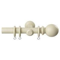 New Edge Blinds 28mm Woodland Curtain Pole Set - Cream | Size: 120 cm