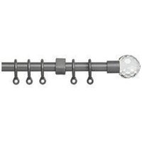 New Edge Blinds 13 - 16mm Crystal Ball Metal Curtain Pole Set - Silver | Size: 150 cm - 280 cm