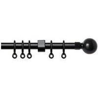 New Edge Blinds 13 - 16mm Ball Metal Curtain Pole Set - Black | Size: 120 cm - 210 cm