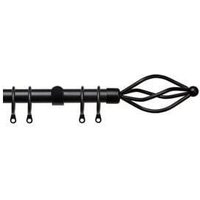 New Edge Blinds 16-19mm Metal Crown Final Metal Curtain Pole Set - Black | Size: 150 cm - 280 cm