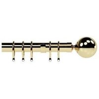 New Edge Blinds 28mm Nikola Ball End Metal Curtain Pole Set - Bright Brass in Metallic Gold | Size: 400 cm