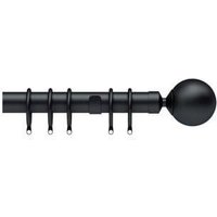 New Edge Blinds 28mm Nikola Ball End Metal Curtain Pole Set - Black | Size: 400 cm