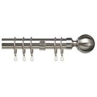 New Edge Blinds 25-28mm Ball End Metal Curtain Pole Set - Satin Silver | Size: 170 cm - 300 cm