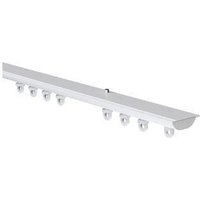 New Edge Blinds 25-28mm Stud End Metal Curtain Pole Set - Satin Silver in White | Size: 300 cm