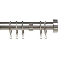 New Edge Blinds 25-28mm Stud End Metal Curtain Pole Set - Satin Silver | Size: 200 cm - 380 cm
