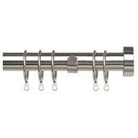 New Edge Blinds 25-28mm Stud End Metal Curtain Pole Set - Chrome in Metallic Silver | Size: 120 cm - 210 cm