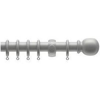 New Edge Blinds 28mm Wooden Curtain Pole Set - Grey in Light Grey | Size: 150 cm