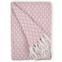 New Edge Blinds Stockholm Collection Cotton Throw in Pink | Size: 178 cm x 254 cm