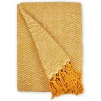 New Edge Blinds Hartley Collection Cotton Throw in Yellow | Size: 127 cm x 152 cm