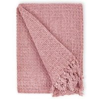 New Edge Blinds Waffle Collection Cotton Throw in Pink | Size: 127 cm x 152 cm