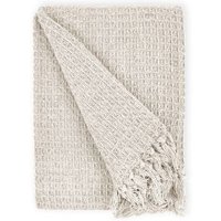 New Edge Blinds Waffle Collection Cotton Throw in Beige | Size: 127 cm x 152 cm