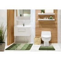 New Edge Blinds Aurora Collection Tonal Stripe 2 Piece Bath Set in Green | Size: 45 cm width x 75 cm drop