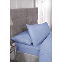New Edge Blinds Percale Collection 180 Thread Count Percale Fitted Sheet in Blue | Size: Double