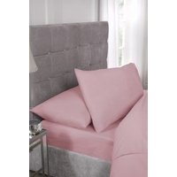 New Edge Blinds Percale Collection 180 Thread Count Percale Fitted Sheet in Pink | Size: Double
