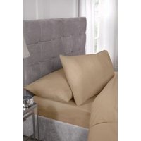 New Edge Blinds Percale Collection 180 Thread Count Percale Fitted Sheet in Brown | Size: Super King