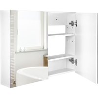 HOMCOM Bathroom Mirror Cabinet Wall Mounted, 80 x 15 x 60 cm, White | Size: 80 x 15 x 60 cm