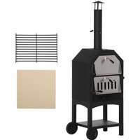 OUTSUNNY Charcoal Tall Ovan Pizza Maker BBQ Grill Outdoor Picnic w/ Thermometer in Black