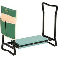 OUTSUNNY Garden Kneeler Foldable Seat Bench EVA Foam Pad with Tool Bag Pouch in Green