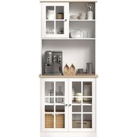 HOMCOM Home Sideboard Storage Cabinet Countertop Grid Glass Doors Shelves in White