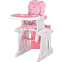 HOMCOM 3 in 1 Convertible Baby High Chair Toddler Table Chair Infant Feeding Seat in Pink