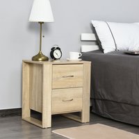 HOMCOM Style Bedside Table Drawers Cabinet Solid Wood Legs Bedroom Living Room in Brown