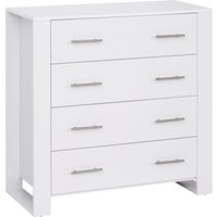 HOMCOM Chest Of 4 Drawers Home Storage Clothes Cabinet Metal Handles Base in White