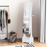 HOMCOM Freestanding Jewellery Cabinet Storage Mirror Armoire in White