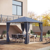 OUTSUNNY Hardtop Gazebo for Garden Party w/ Polycarbonate Curtains in Grey