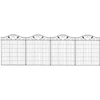 OUTSUNNY Garden Decorative Fence 4 Panels 56in x 12ft Steel Border Edging for Landscaping in Black