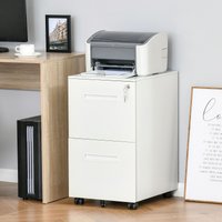VINSETTO Mobile File Cabinet Home Filing Furniture with Adjustable Partition & Lock in White