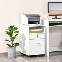 VINSETTO Mobile File Cabinet Lockable Documents Storage w/ 5 Wheels in White