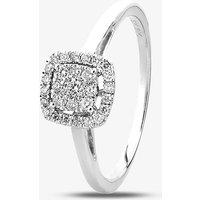 9ct White Gold 0.25ct Diamond Cushion Cluster Ring Silver K