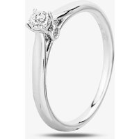 T.H.Baker Women's 9ct White Gold 0.10ct Diamond Bridge Accent Diamond Solitaire Ring in Silver | Size: R