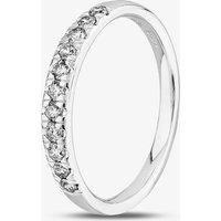 T.H.Baker Women's 9ct White Gold 0.33ct Diamond Pave Set Half Eternity Ring in Silver | Size: Large