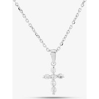 T.H.Baker Women's Sterling Silver Cubic Zirconia Cross Pendant P7127 3A | Size: 16-18inch