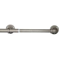 New Edge Blinds Gun Metal Industrial Room Darkening Extendable Metal Curtain Pole Set in Silver | Size: 70 cm