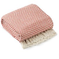 New Edge Blinds Chevron Collection Cotton Throw in Orange | Size: 127 cm x 152 cm