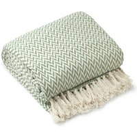New Edge Blinds Chevron Collection Cotton Throw in Green | Size: 127 cm x 152 cm