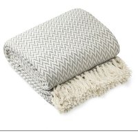 New Edge Blinds Chevron Collection Cotton Throw in Grey | Size: 228 cm x 254 cm
