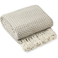New Edge Blinds Chevron Collection Cotton Throw in Natural | Size: 228 cm x 254 cm