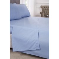 New Edge Blinds Percale Collection 180 Thread Count Percale Flat Sheet in Blue | Size: Double