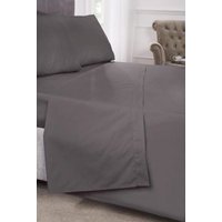 New Edge Blinds Percale Collection 180 Thread Count Percale Flat Sheet in Grey | Size: Double