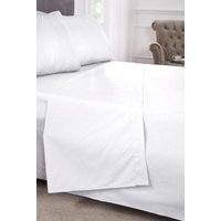 New Edge Blinds Percale Collection 180 Thread Count Percale Flat Sheet in White | Size: Double