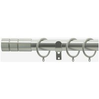 New Edge Blinds Brushed Steel 28mm Barrel Fixed Length Metal Curtain Pole in Silver | Size: 100 cm