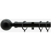 New Edge Blinds Matt Black 28mm Ball Fixed Length Metal Curtain Pole in Jet Black | Size: 140 cm