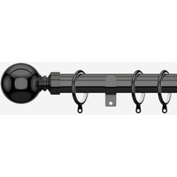 New Edge Blinds Black Nickel 28mm Ball Fixed Length Metal Curtain Pole | Size: 115 cm