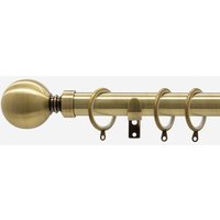 New Edge Blinds Antqiue Brass 28mm Ball Fixed Length Metal Curtain Pole in Bronze | Size: 110 cm
